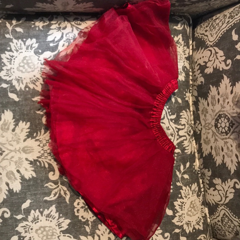 Dark red tulle skirt